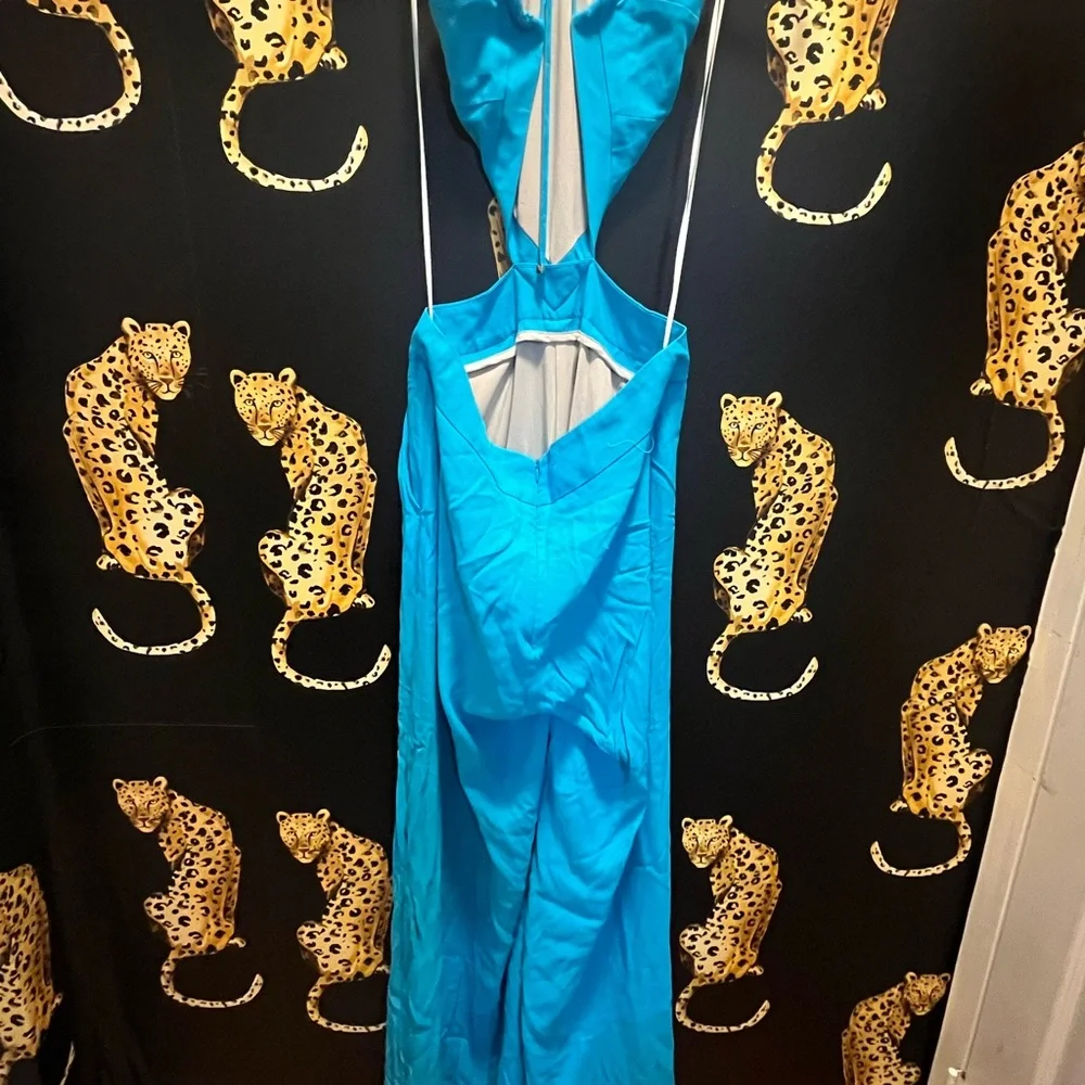 PatBO Bright Blue Backless Cutout Jumpsuit - Picture 4 of 6